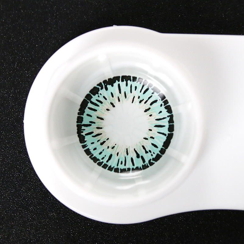 Comfortable Reusable Iris Green Contacts Coloured Lenses With Power