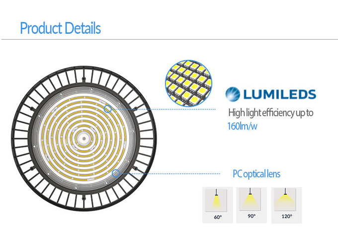 150W 19500lm Commercial Industrial LED High Bay Lights For Garment Factory Ceiling