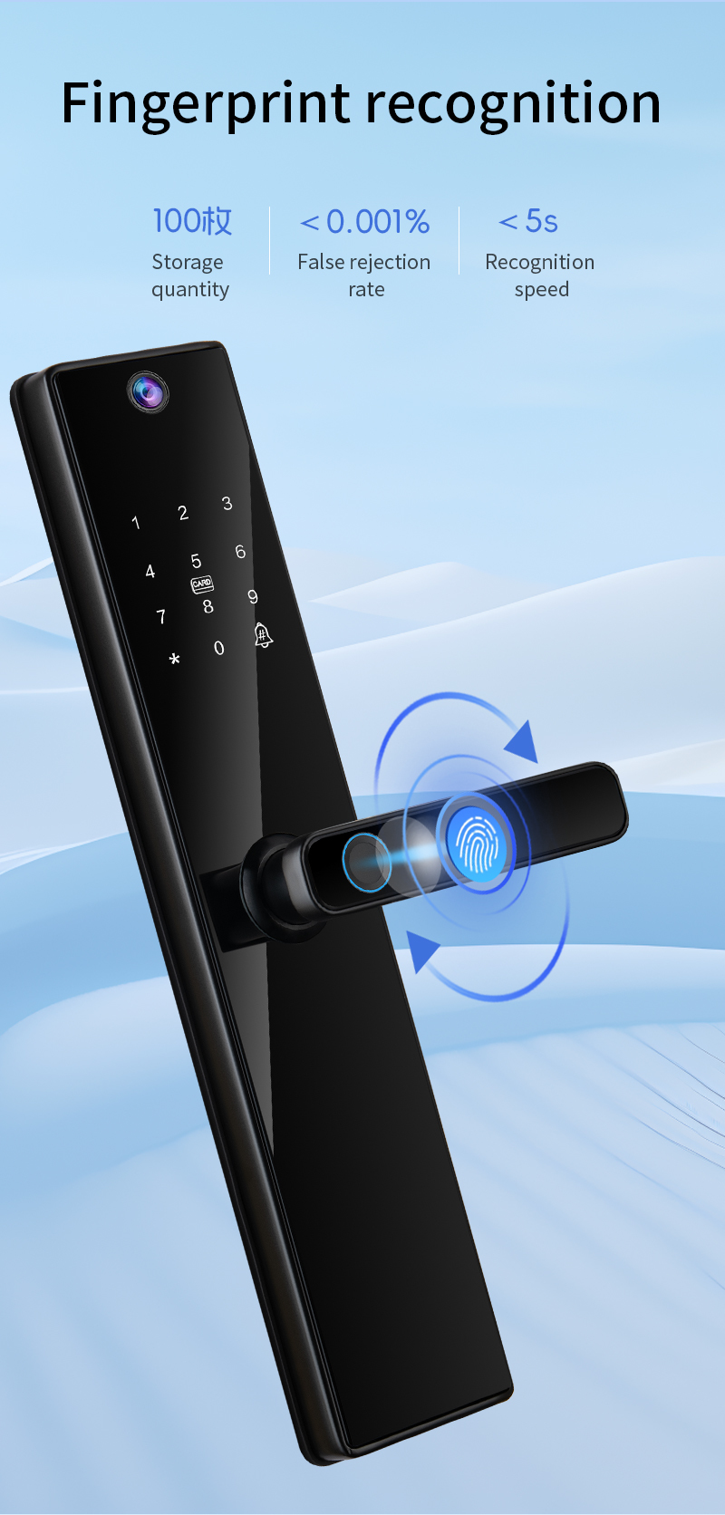 Qleung Tuya Wifi Remote Control HD Camera Video Intercom Fingerprint Card Code Key S819-2Max Smart Home Door Lock