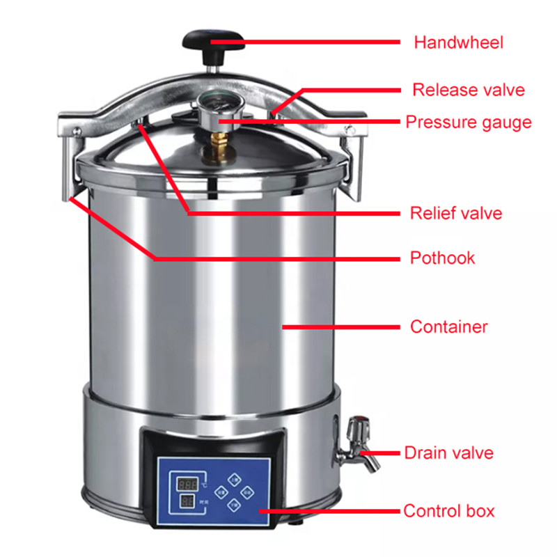 Automatic Autoclave Sterilizer Portable Full Stainless Steel Steam Electric Digital Display