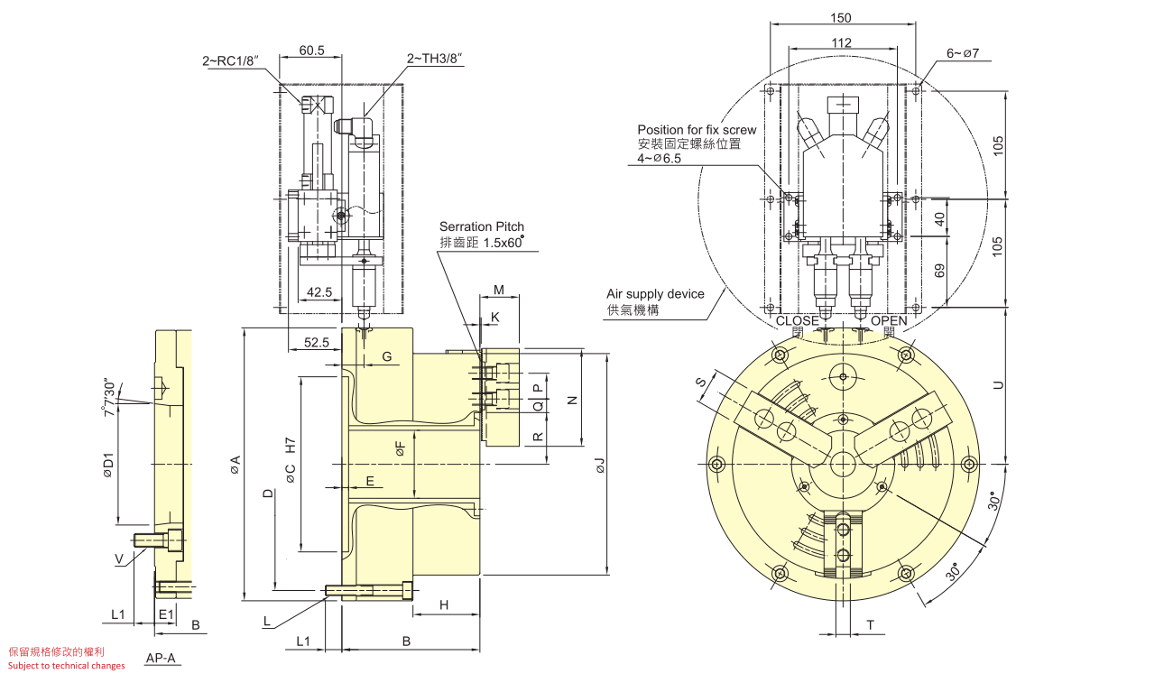 AP LARGE THROUGH-HOLE AIR CHUCK GRIPPING / FIXTURE