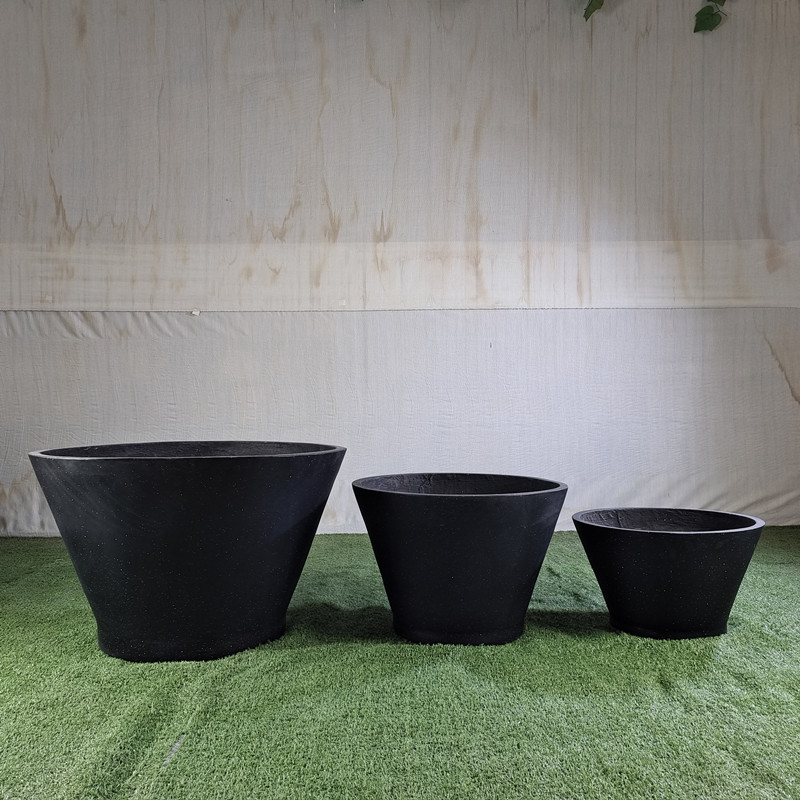 Wholesale Popular Fiber Clay Planter Texture Surface White Round Flower Pots For Decoration