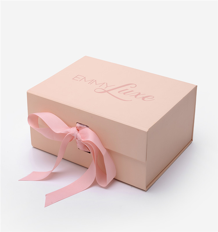 Light Pink Flat Foldable Packaging Box Rigid Customized Design 2mm Thickness