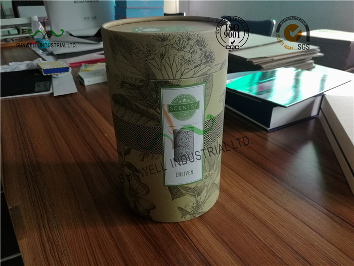 SGS Cardboard Food Packaging Boxes , 230 GSM Kraft Paper Cylinder Box Packaging For Tea