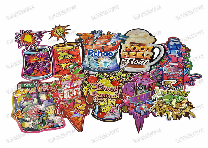 Custom Printed Matte Soft Touch Bag 3.5g Mylar Bags Digital Printed Holographic Die Cut Mylar ZiplockBag