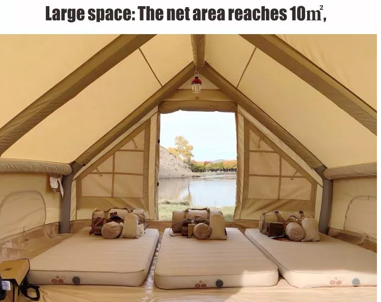 Wholesale Inflatable Air Tourist Tent Large Canvas Glamping Cabin Tent Family Outdoor Inflatable Camping Tent