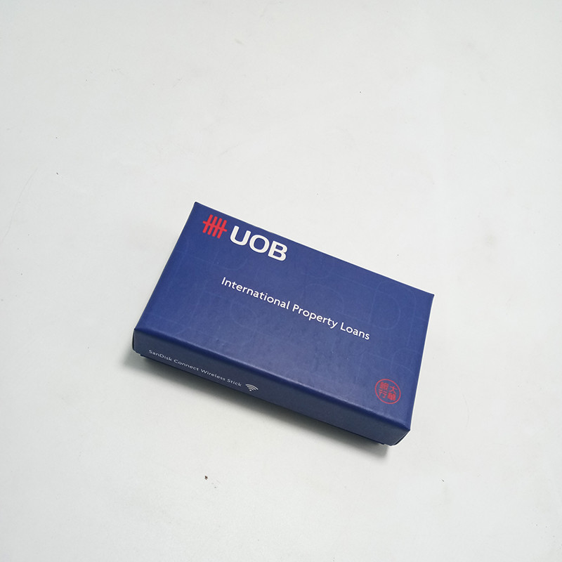  Small Size Lid And Base Bax Blue Usb Packaging Box With Black EVA Insert Manufactures