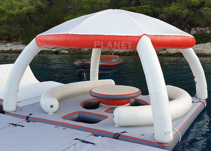 Cutom Design Inflatable Water Leisure Platform With Tent Water Amusement Equipment Floating Island