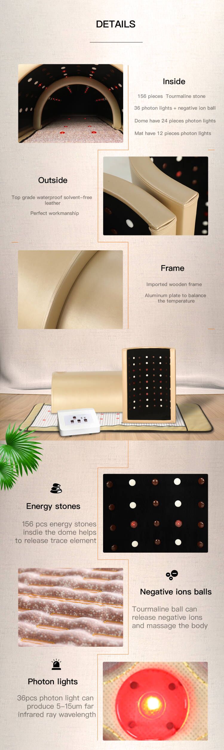 110V 1200W Heat Far Infrared Sauna Dome Capsule And Pillow