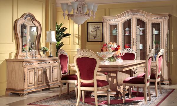 Quality Villa Red Luxury Modern Dining Table Set American Style Dining Furniture ISO14001 for sale