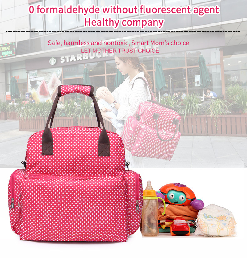 Waterproof Anti-theft Nappy Tote Diaper Bag Multi-Function Travel Backpack Maternity Diaper Shoulder Bag with Changing Mat