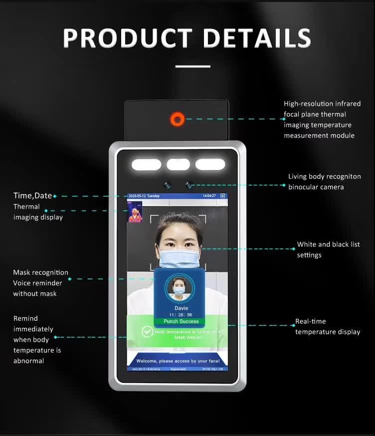 China Metal Casing 1.5m 300ms 92% Face Recognition Thermal Camera on sale