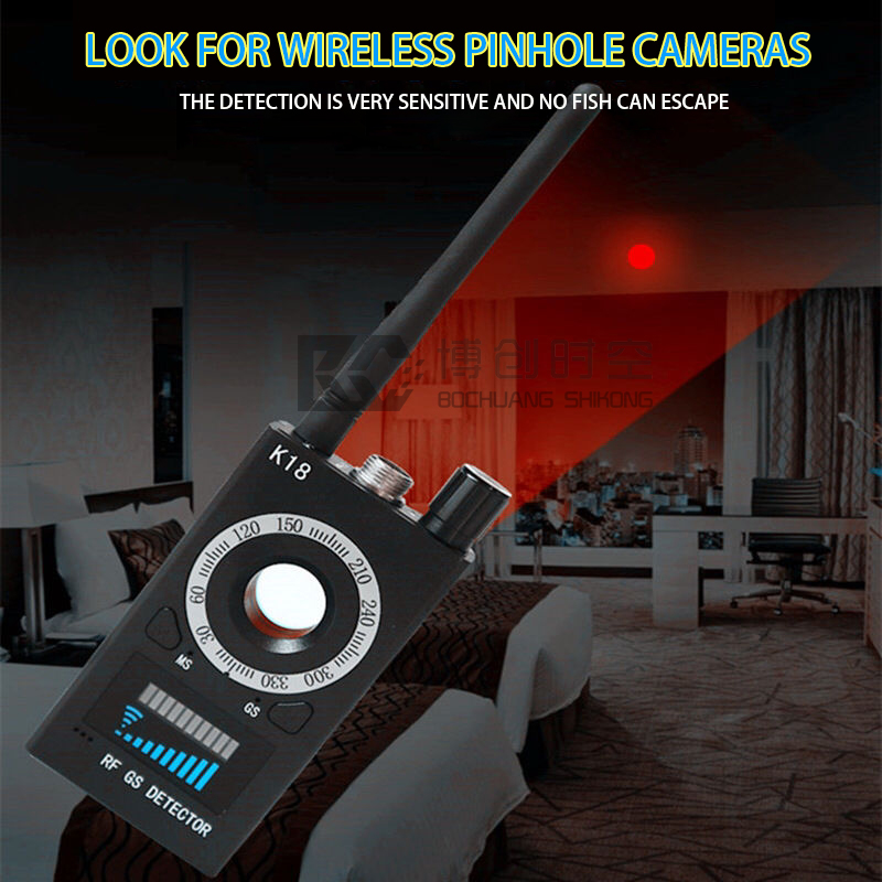 Miniature Camera, GPS Locator, Vehicle GPS Signal Finder, Portable Wireless Signal Finder Black K18 1MHZ-6500MHZ detecto