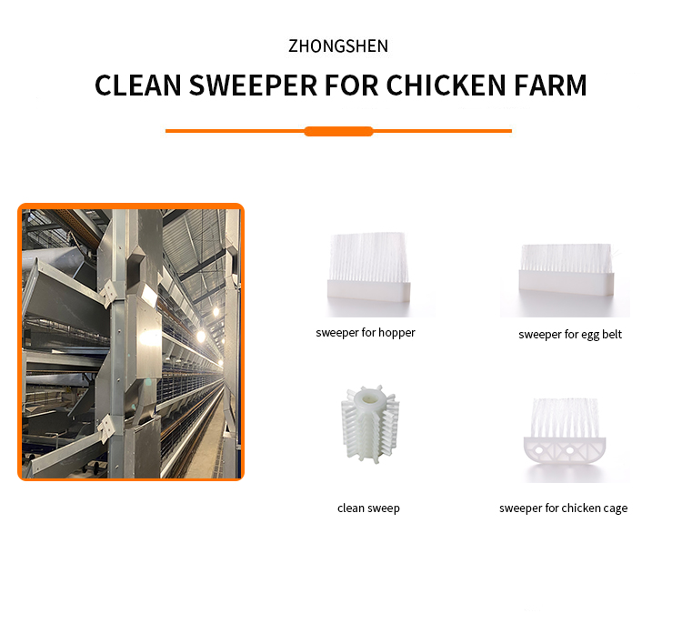 Chicken Cage Cleaning System Accessory Hopper Brush For Poultry