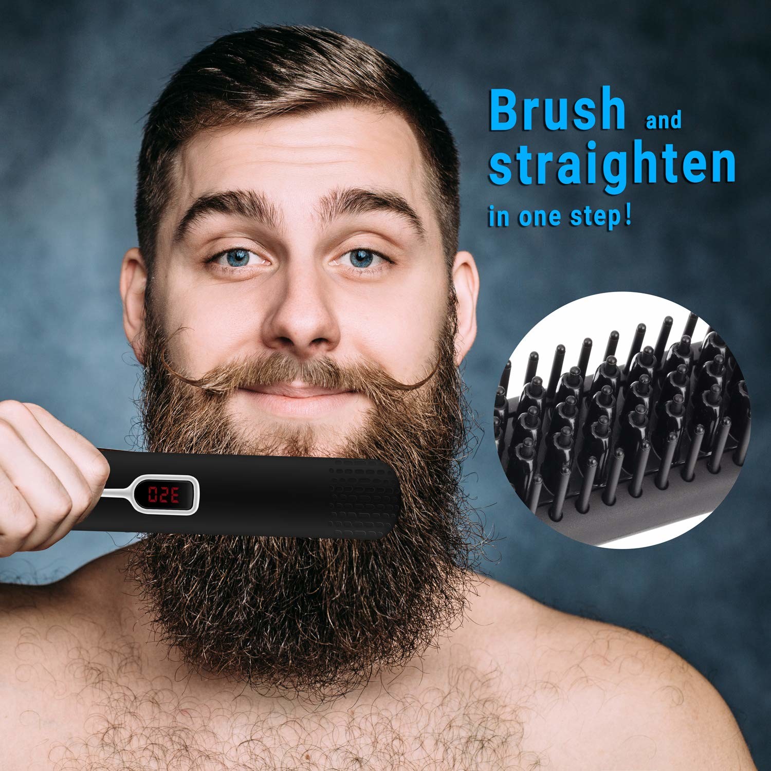 Portable Fixed Cord Anti Scald Beard Straightener Brush