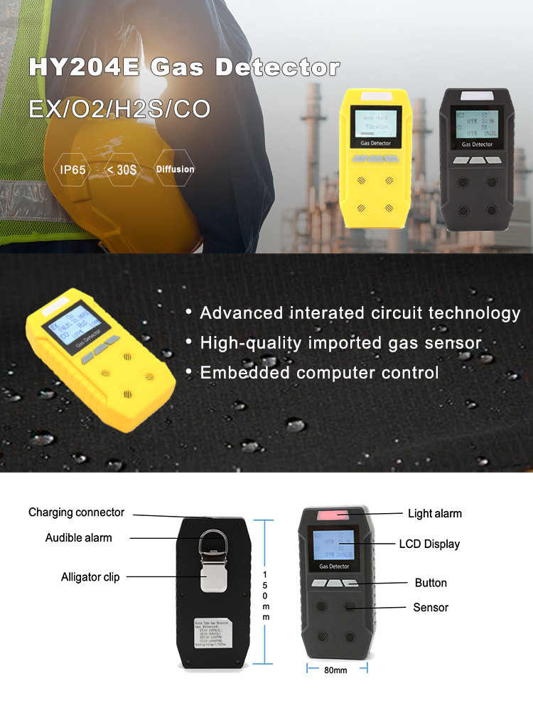 H2S O2 CO EX Portable Multi Gas Detector Dust Proof Water Proof