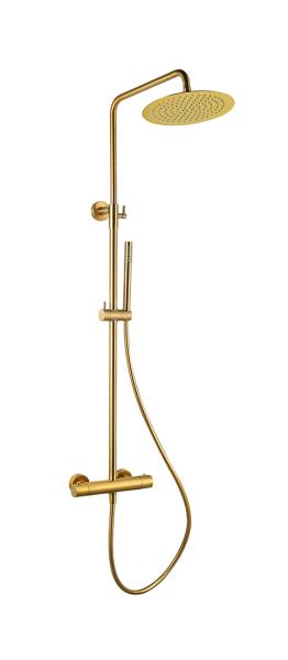 Brushed Golden Color Brass Bath Tub Shower Mixer Thermostatic Temperature
