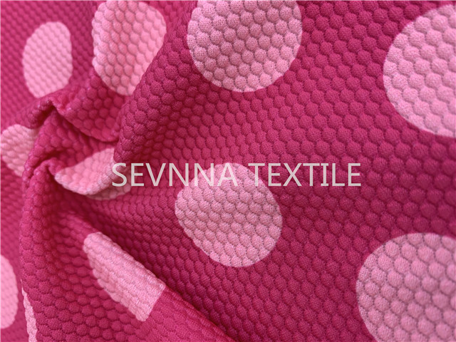Bubble Texture Repreve Fiber Recycled Swimsuit Fabric Rosy Dot