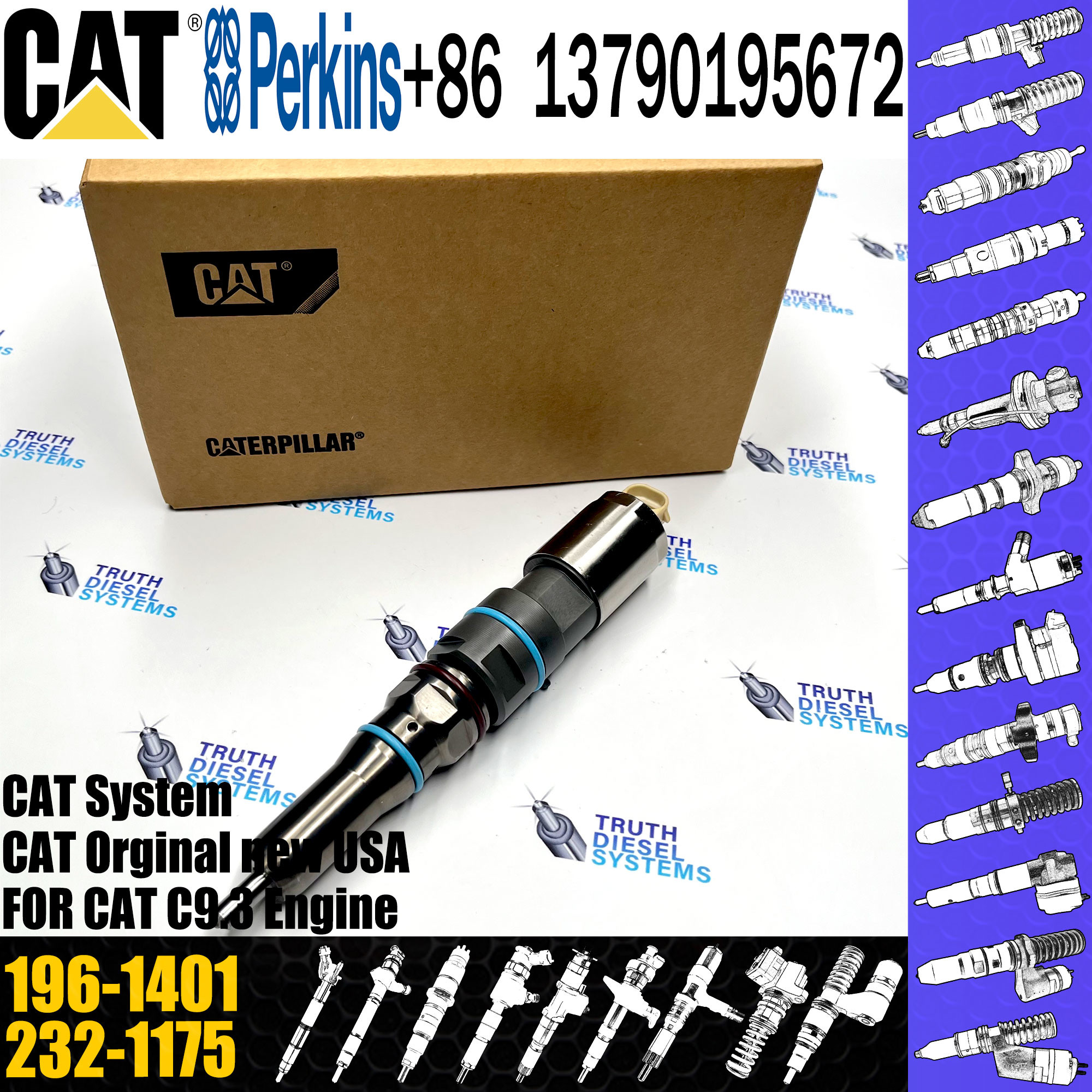 Diesel Common Fuel Rail Engine Injector 196-1401 138-8756 456-3589 155-1819 324-5467 232-1183 364-8024