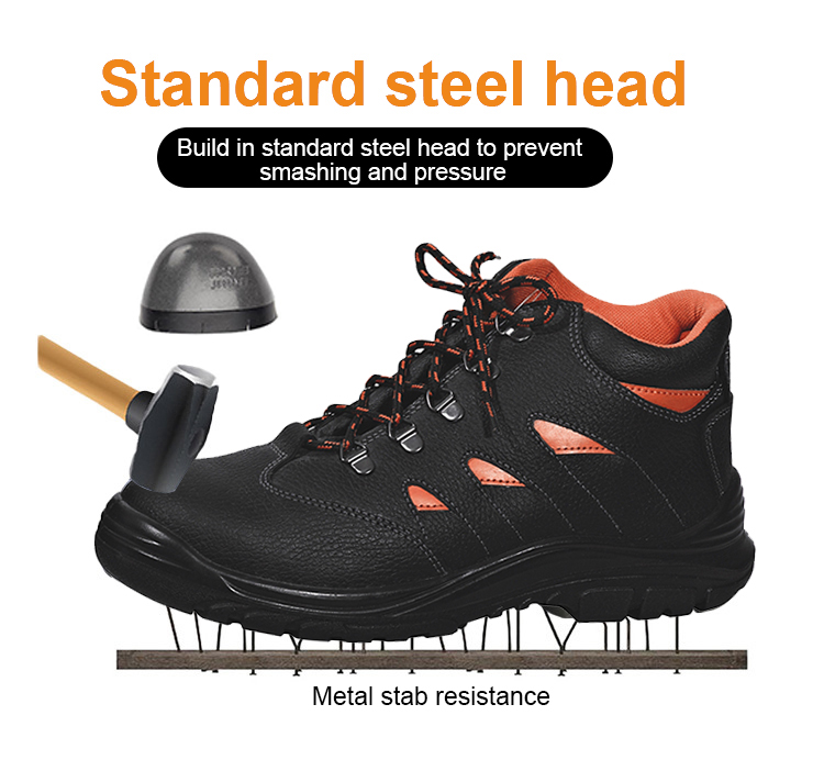 Split Leather PU Injection STEEL TOE Safety Shoes UC-385 for Workplace Protection