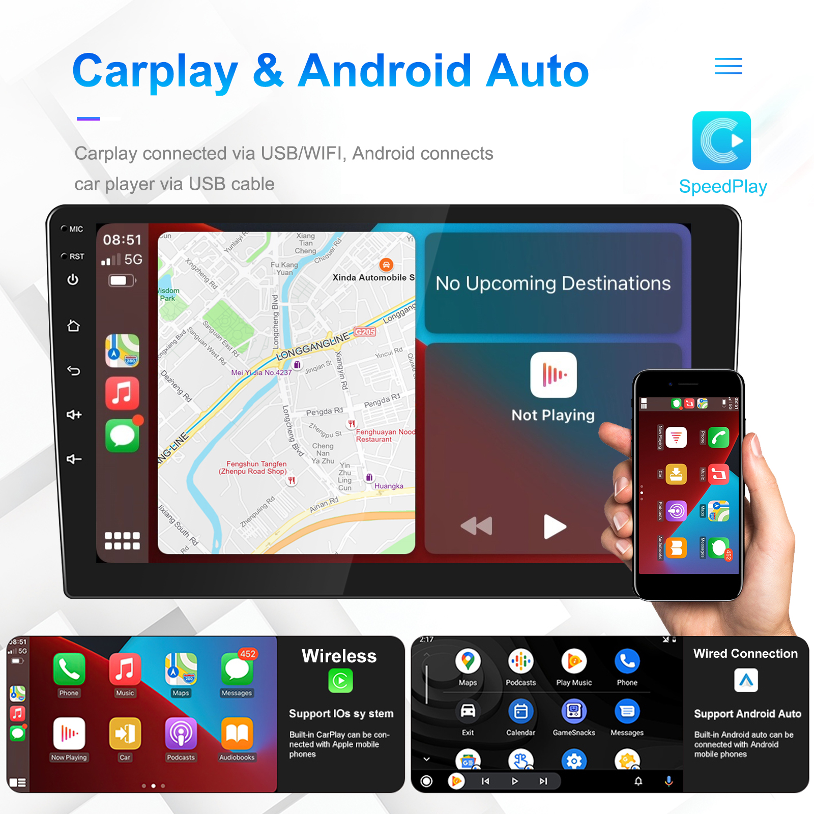 9 inch 2G 32G Universal Multimedia Player Double Din Android Car Radio with Built-in 2DIN