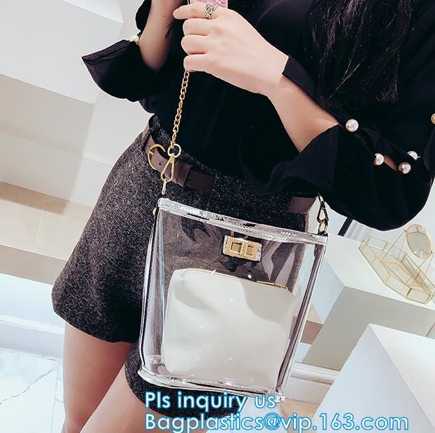Gift bag clear shopping bag custom PVC plastic shopping bag, shiny pvc handle shopping hand bag clear tote bags ladies h