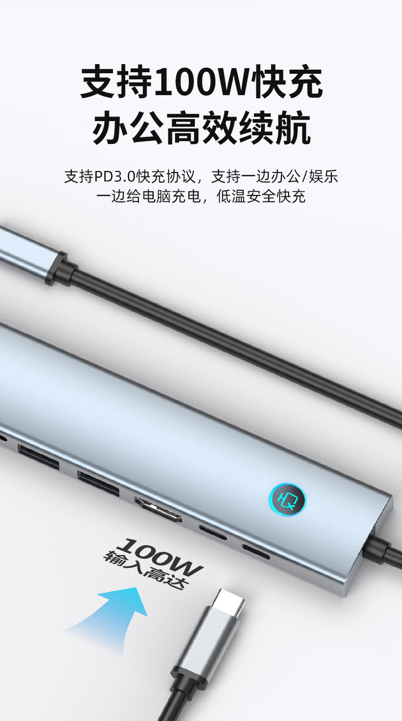 Multi Port HUB Adapter with Memory Card Reading and Aluminum Body