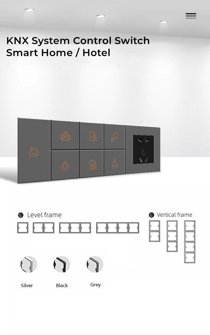 Metal KNX Wall Switch Multiple Color Options 2 / 3 / 4 Conjoined Style