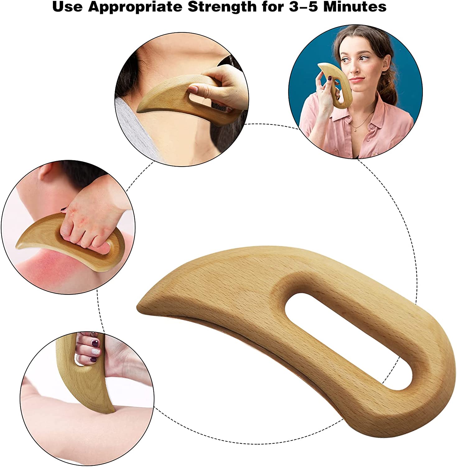 2 PCS Wooden Gua Sha Massage Tools Wood Therapy Massage Kit for Lymphatic Drainage Tool Wood GuaSha for Anti Cellulite Keep Fit