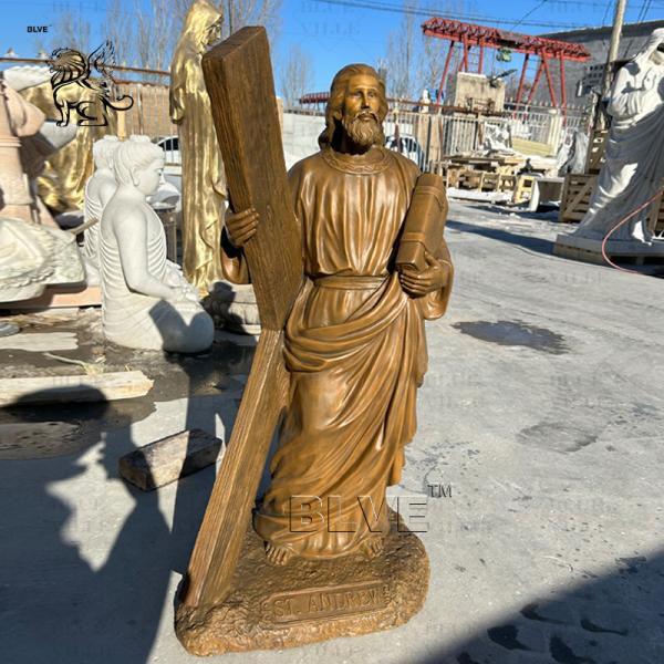 Bronze St Andrew Statue Sculpture Catholic X Cross Copper Brass Metal Religious