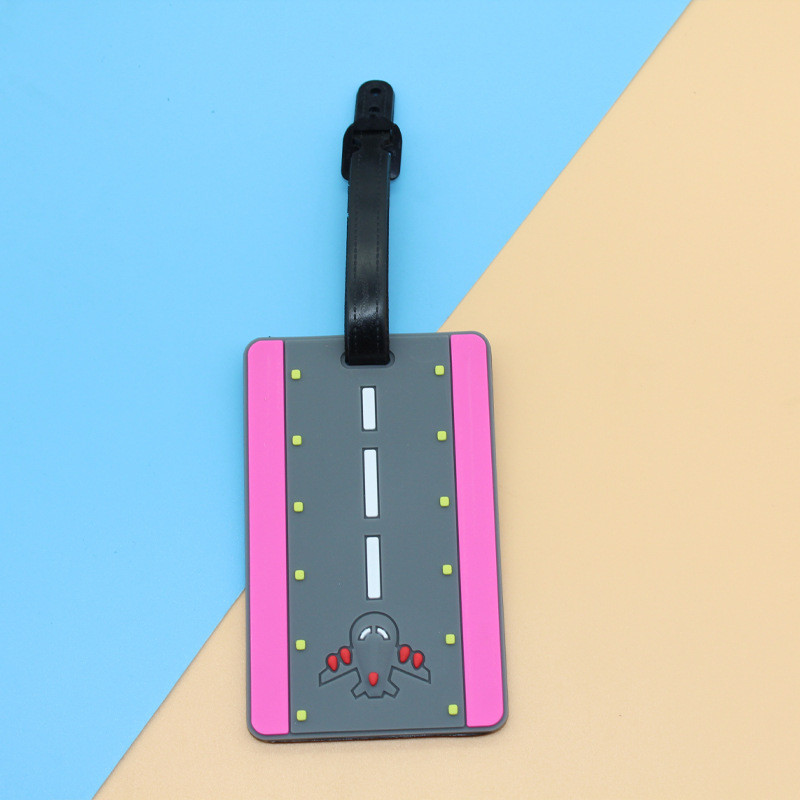 Cartoon Silicone Travel Luggage Tag with Belt Strap Food Grade and Style Card Holder