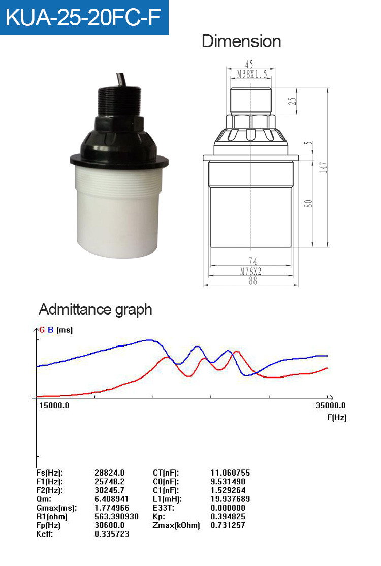 Anti Collision Ultrasonic Transducer Sensor 12m / 20m Range IP68 Waterproof