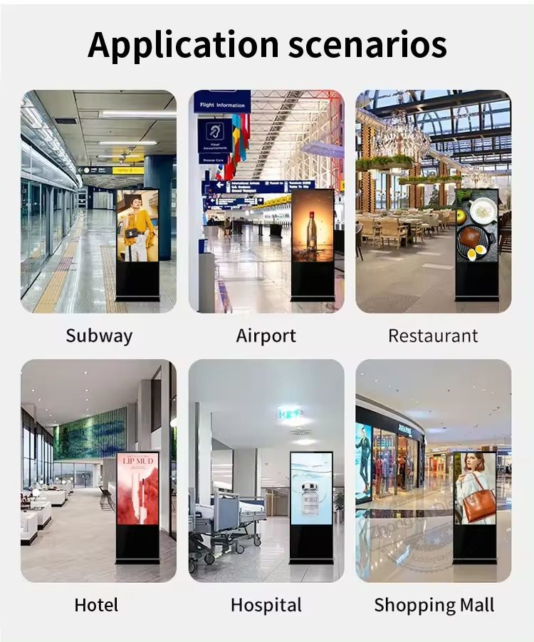 Portable Lcd Advertising Screen 43 49 55 Inch 4K Resolution Double Sided Digital Signage Totem Advertising Display With Webcam