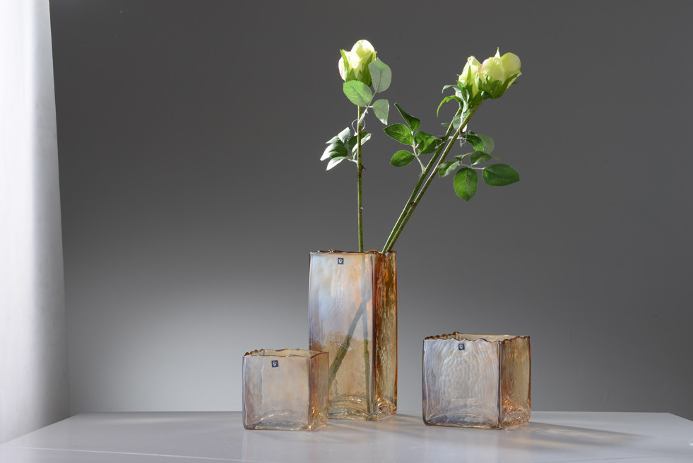 Handmade grey luster Glass Vase For Home Decor