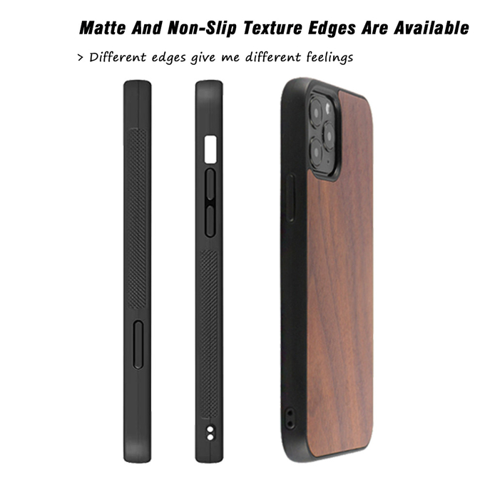 Smooth Finish Real Wooden Mobile Phone Cover TPU Shockpoof Soft Black
