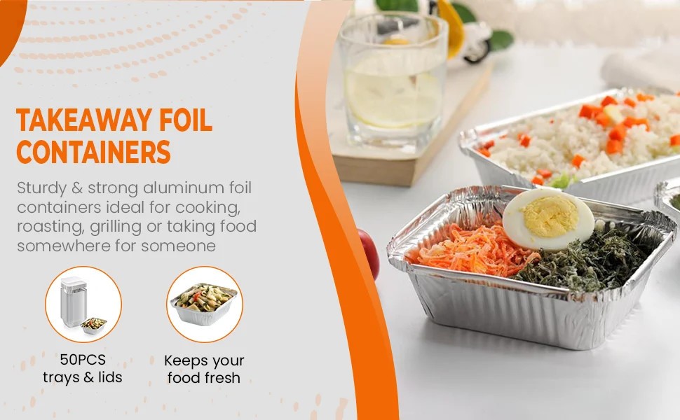 Rectangular Disposable Aluminum Foil Packing Box Pizza Pan Steam Table With Lid