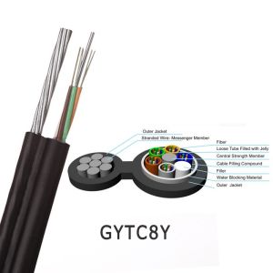 Portable FTTH Fiber Optic Drop Cable GYXTC8Y G657A1 Round Self Support 12 core 8