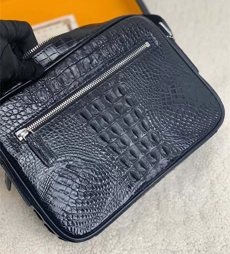Authentic Crocodile Leather Men's Messenger Bag Small ZIP Flap Purse Genuine Alligator Skin Male Cross Shoulder Bag