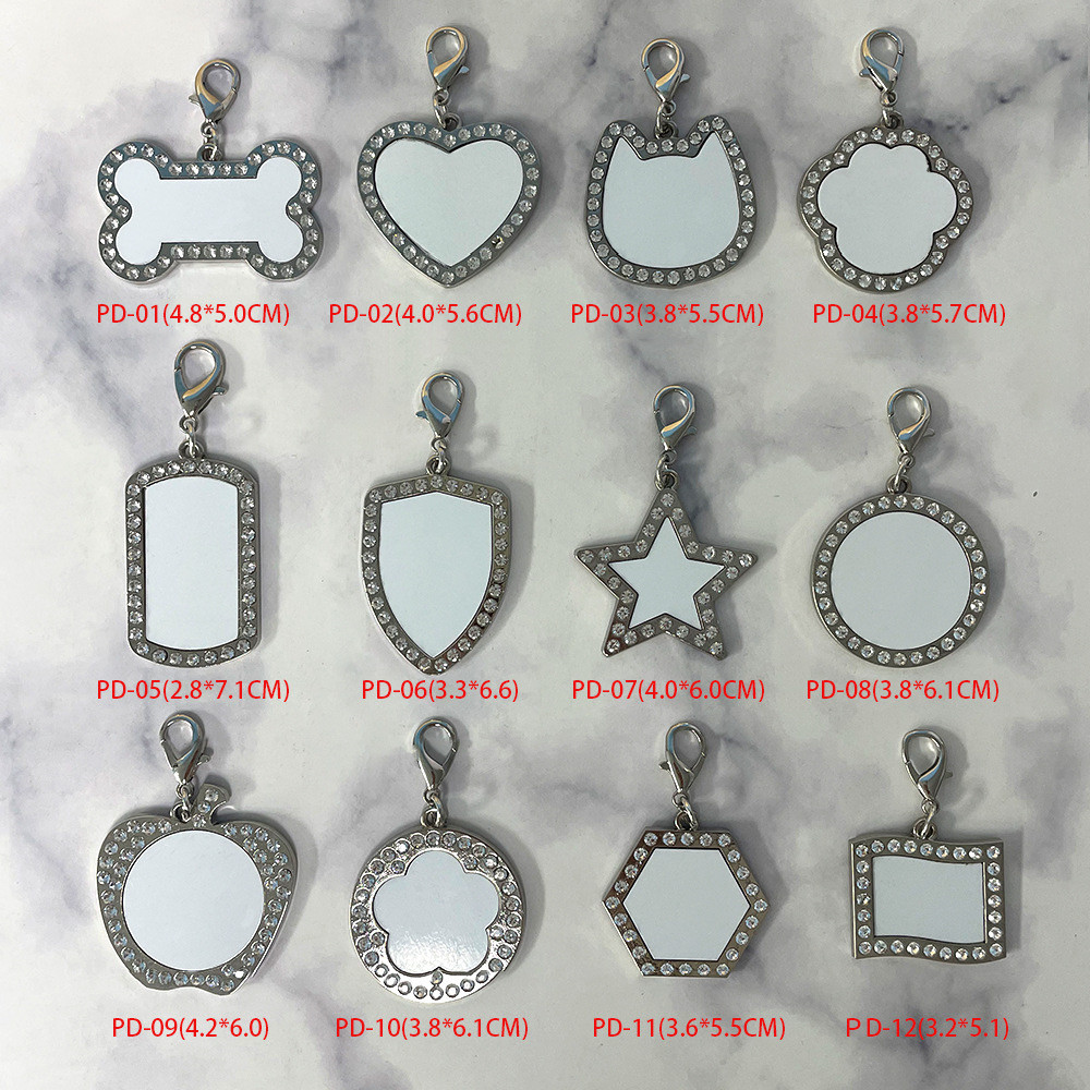 Personalized Aluminum Metal Dog Tag Sublimation Blanks With Diamonds