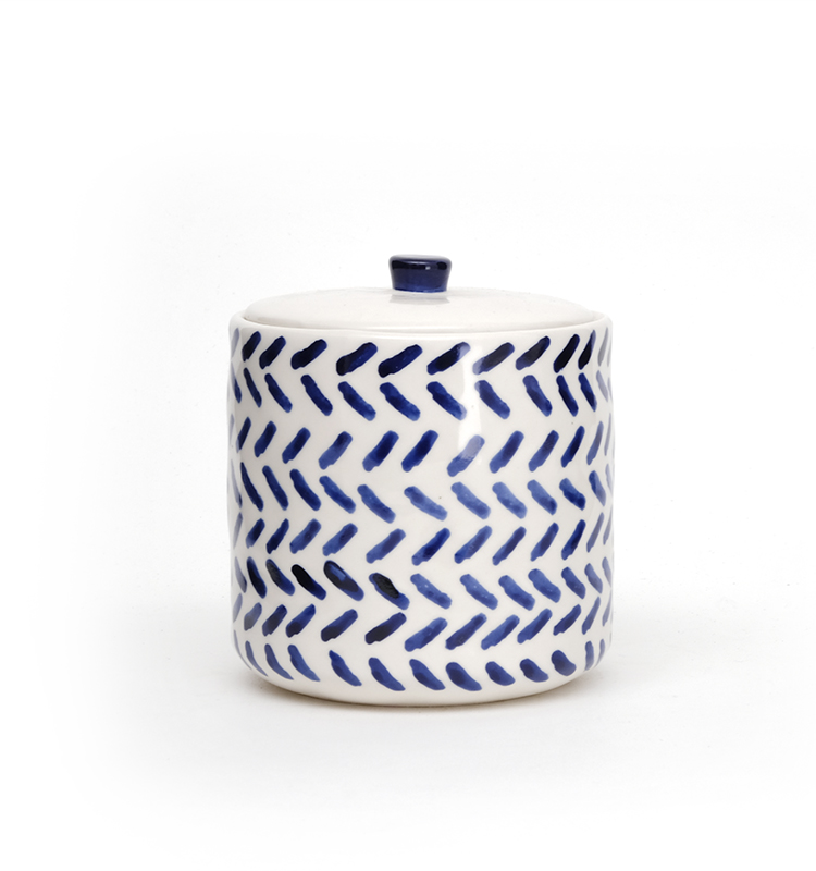 White Household Stoneware Coffee Canister Kitchen Coffee Suger Tea Round Ceramic Canister With Lid