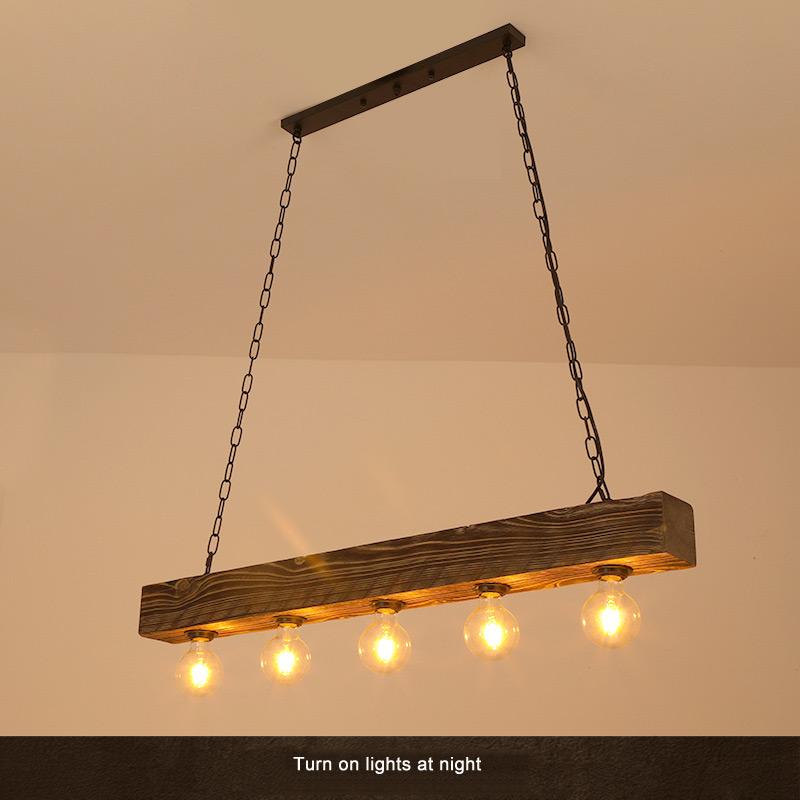 Solid Wood Chandelier Creative Industrial Style Restaurant Living Room Hot Pot Shop vintage pendant lights(WH-VP-214)