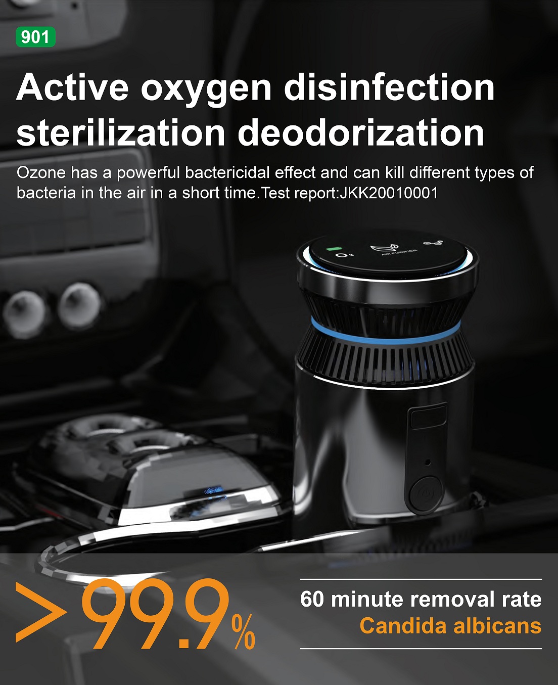 Integrated Aluminum Alloy Car Air Purifier Intelligent Control Ozone Generator Anion Technology Mini Portable Air Humidifier