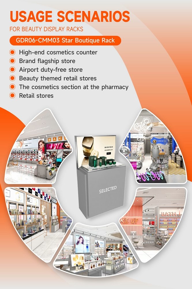 GDR06-CMM03 Beauty Display Stand with 60mm Soft Film Light Box and Enhanced Visual Appeal for Fashion Boutique