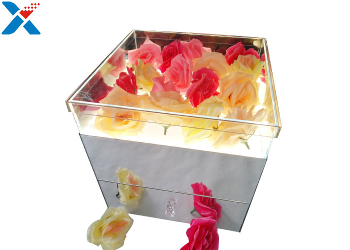 Mirror Acrylic LED Box With Drawer , Flowers Packing Mirror Flower Box