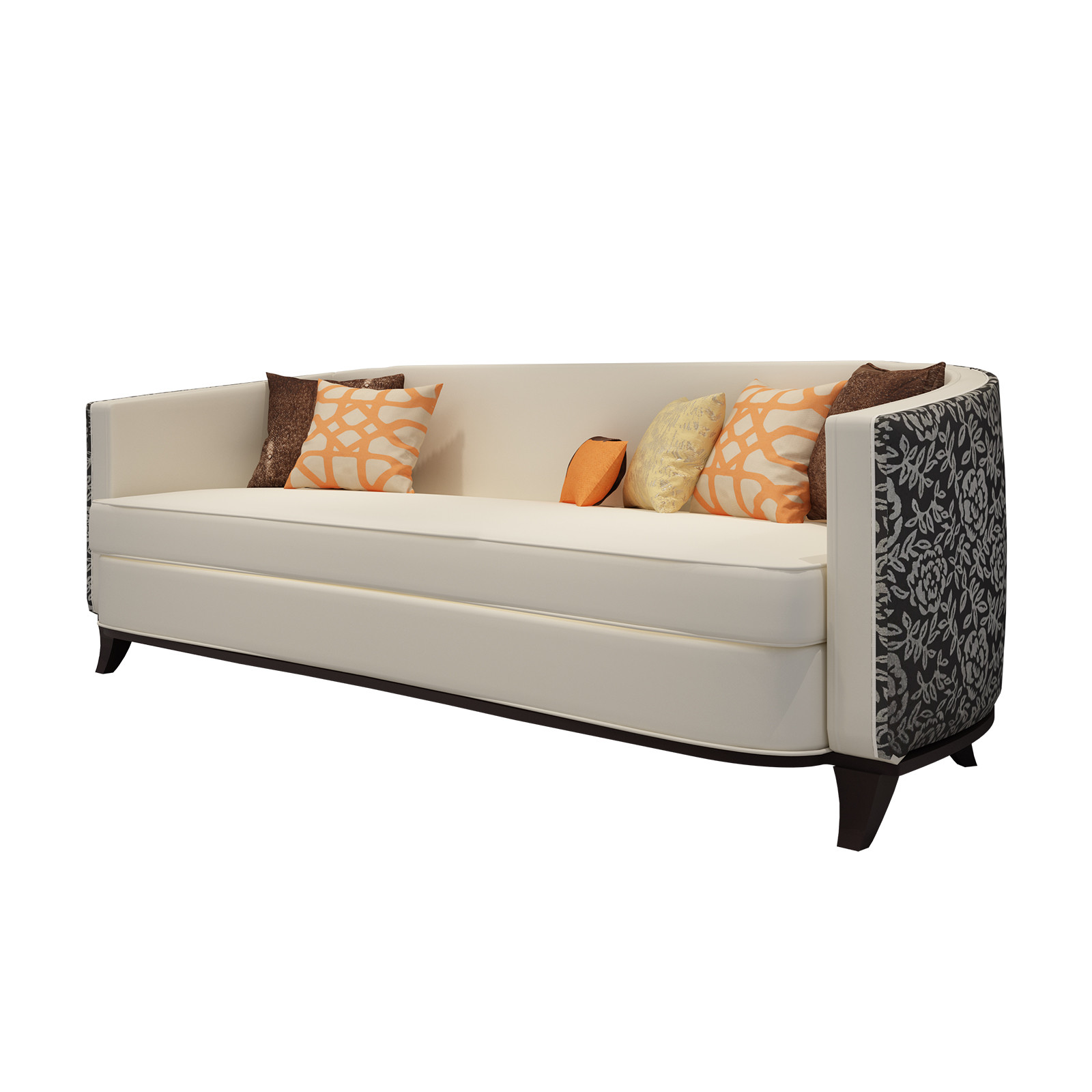 Fashion luxury design of Hotel Lobby furniture reception sofa set made by Leather cushion in Glossy painting legs