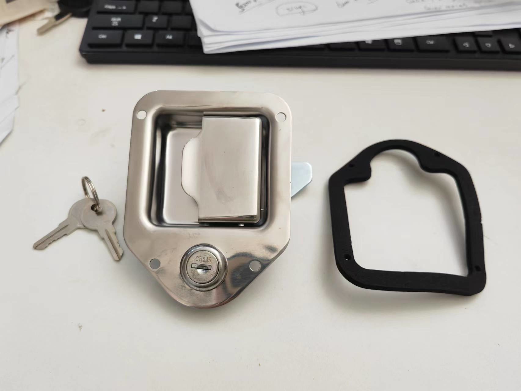 RV Trailer Truck Paddle Slam Latch Key Flush Stainless Steel Handle Lock