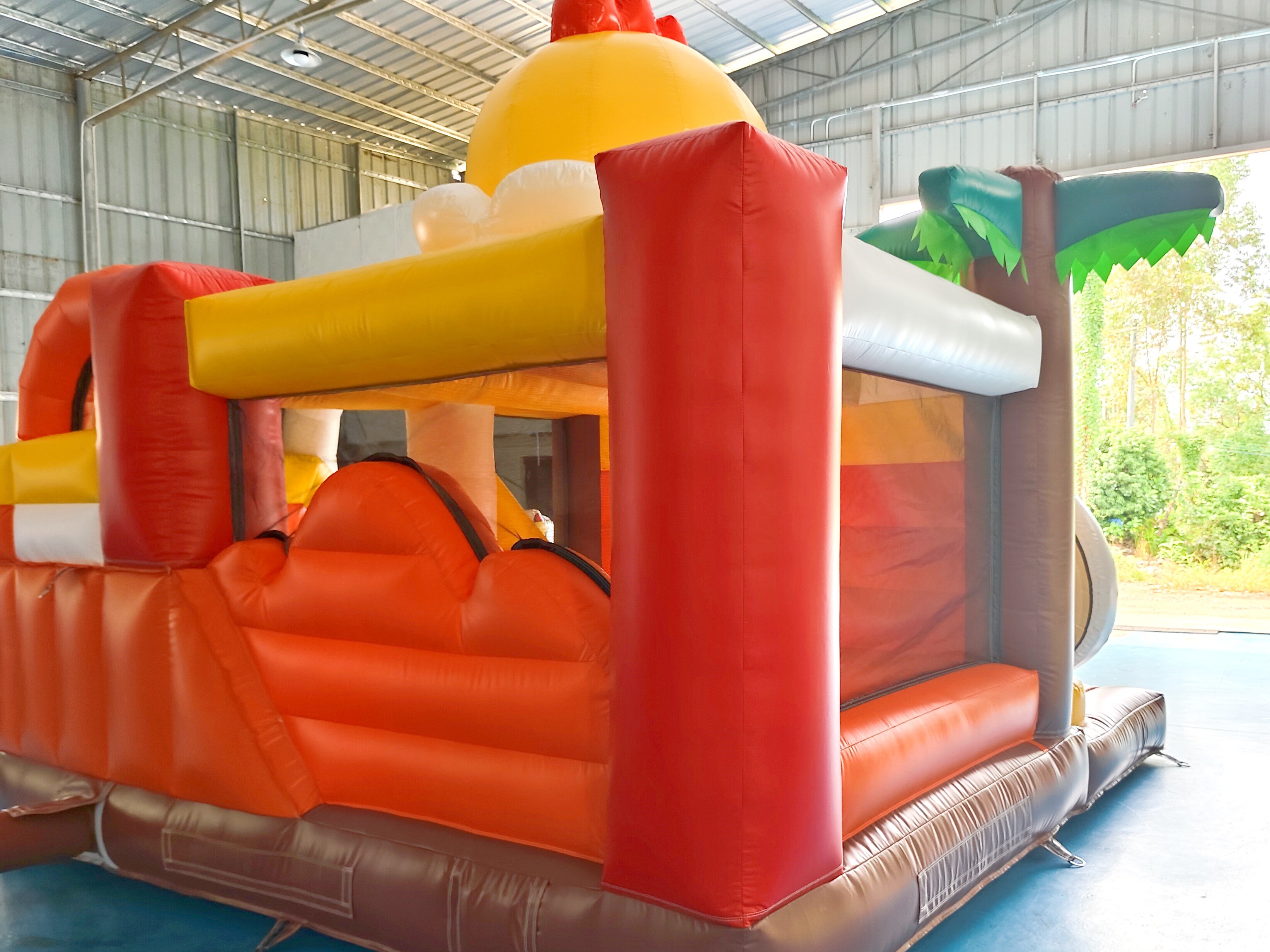 Digital Printing Inflatable Combos Chicken Cartoon Inflatable Bouncy House With Slide Jumping House