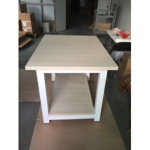 Eco Friendly Retail Wooden Display Table With Lower Shelf Smooth Finish AT-0173