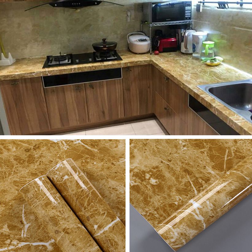 Waterproof Self Adhesive Marble Wall Stickers Wallpaper for Kitchen Countertop Cabinet Furniture Easy to Install