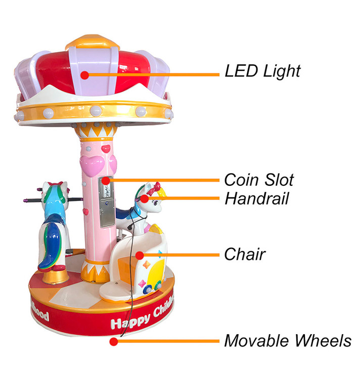 Happy Childhood Carousel Ride Coin Operated Merry Go Round For Amusement Park